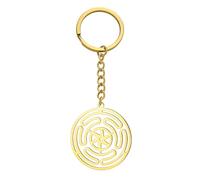 LIKGREAT Llavero Colgante Rueda de Hécate Llavero de Acero Inoxidable Diosa Griega Pagan Wiccan Buena suerte Joyería para la Mujer (oro)