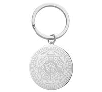 LIKGREAT Llavero Sello de los 7 Arcángeles Llavero San Miguel Arcángel Amuleto de la Buena Suerte de Acero Inoxidable Joyería Cristiana (Plata)