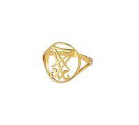 LIKGREAT Lucifer Sigil Anillos Satánico Cruz Anillo Sigilo de Lucifer Sello de Satanás Anillos Demonio Diablo Anillo Gótico Joyería de Acero Inoxidable Regalos para Hombres Mujeres (g-1)