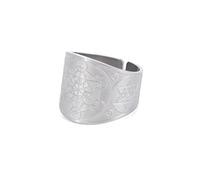 LIKGREAT Metatron Cubo Anillo Metatron Arcángeles Talismán Amuleto Anillos Anillo de Acero Inoxidable Protección Joyería Religiosa Regalos para Hombres Mujeres