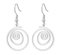 LIKGREAT Pendientes en Espiral Pendientes Colgantes Koru Maorí Joyería Minimalistas Geométrica en Espiral para Mujer (Plata)