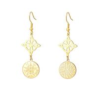 LIKGREAT Pendientes Nudo de Bruja Tetragrammaton Acero Inoxidable Aros Colgantes Pentagrama Amuleto de Protección Joyería Celta Wicca para Mujer (1-G)