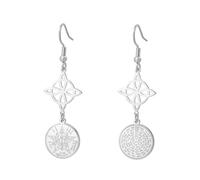 LIKGREAT Pendientes Nudo de Bruja Tetragrammaton Acero Inoxidable Aros Colgantes Pentagrama Amuleto de Protección Joyería Celta Wicca para Mujer (1-S)