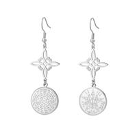 LIKGREAT Pendientes Nudo de Bruja Tetragrammaton Acero Inoxidable Aros Colgantes Pentagrama Amuleto de Protección Joyería Celta Wicca para Mujer (2-S)