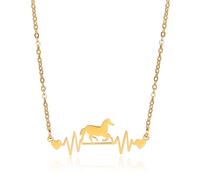 LIKGREAT Precioso caballo y corazón colgante collar caballo amante collares encanto amistad acero inoxidable joyería caballo regalos para niñas mujeres cumpleaños aniversario (Oro)