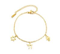 LIKGREAT Pulsera Estrella de David y Chai Hebreo，Oro
