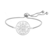 LIKGREAT Pulsera Tetragrámaton Acero Inoxidable Pentagrama Sello de Salomón Pulsera Amuleto de Protección Hebreo Joyería Religiosa para Mujer y Hombre (Plata)