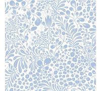 LiKiLiKi Papel tapiz autoadhesivo de vinilo floral azul, parte trasera adhesiva, papel tapiz retro para paredes de mesa, dormitorio, sala de estar, apto para inquilinos, texturizado, extraíble, 44 x