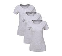 LiKing Camisetas para Mujer Manga Corta Algodón Cuello Redondo Top Casual para Verano,Pack de 3 6101 Gris 6101-QGE-XL-3