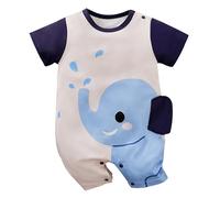 LIKPOJA Conjunto de ropa para bebé recién nacido, unisex, traje de una pieza, overol de manga corta de verano, mameluco de animales para bebés, niños y niñas, Elefante L, 0-3 meses