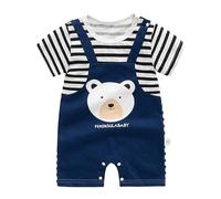 LIKPOJA Conjunto de ropa para bebé recién nacido, unisex, traje de una pieza, overol de manga corta de verano, mameluco de animales para bebés, niños y niñas, Oso A, 3-6 meses