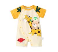 LIKPOJA Conjunto de ropa para bebé recién nacido, unisex, traje de una pieza, overol de manga corta de verano, mameluco de animales para bebés, niños y niñas, Jirafa B, 3-6 meses