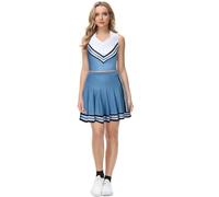 LIKUNGOU Azul Cheerleader Disfraz para Adulto Adolescentes Cheerleading Uniforme Tank Top Falda Plisada Cheer Outfit para Mujeres Niñas (L)