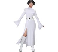 LIKUNGOU Disfraz de Leia Blanco Túnica con Cinturón Carnavales Halloween Traje Cosplay para Mujer (L)