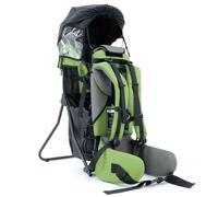 Lil' Boss Mochila infantil Senderismo, FASports - Portabebés de 20 kg hasta 25 kg, mochila ergonómica con techo para lluvia y sol, para niños pequeños verde/negro, 50 x 38 x 90 cm