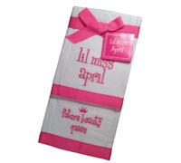 Lil Miss April Future Beauty Queen Baby Burp Bib Cloth Cotton Towel - Set of 2 by Mud Pie
