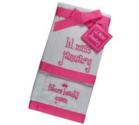 Lil Miss January Future Beauty Queen Baby Burp Bib Cloth Cotton Towel - Set of 2 by Mud Pie