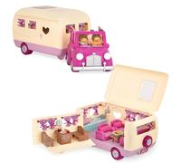 Li'l Woodzeez - Campista feliz - Juego de figuras de animales - Coche de juguete y caravana - Juego para niños - Muebles para casas de muñecas - 3 años +