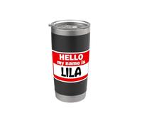 Lila Hello Hi My Name Is - Camiseta con nombre personalizado Vaso térmico de acero inoxidable de doble pared