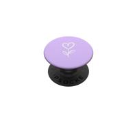 Lila Minimalista Flor Corazón Botánico Línea Arte PopSockets PopGrip Adhesivo
