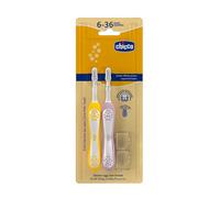 Chicco Cepillo Dental Lila + Mostaza 6-36 M 2 uds