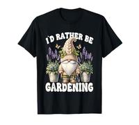 Lilac Floral Gnome Dad For Garden Mom Id Rather Be Gardening Camiseta