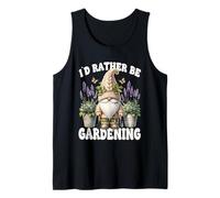 Lilac Floral Gnome Dad For Garden Mom Id Rather Be Gardening Camiseta sin Mangas