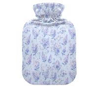 Lilac Flowers - Botella de agua de color morado claro para agua caliente con funda suave, bolsas de agua de 1 litro para aliviar el dolor de cuello y hombros