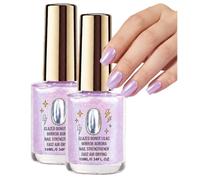 Lilac Glossy Mirror Nail Strengthener, Transparent Glossy Nail Lacquer, Fast Air Drying Nail Polish, Nail Hardener for Weak Nails, Natural Finish Easy At Home Application No Lamp Needed (2PCS)