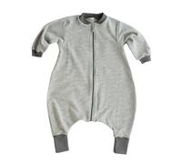 Lilano, Saco de dormir con pierna y manga larga, 70% lana (orgánico), 30% seda, 210 g/m², Gris/natural., 80 cm