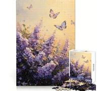 Lilas susurrantes︰ Danza de Mariposas al anochecer Rompecabezas de 1000 Piezas para Adolescentes Entrenamiento Mental Escape Consciente Bordes definidos Regalo de Temporada (38x26cm)