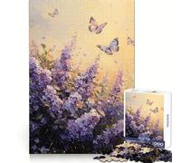 Lilas susurrantes︰ Danza de Mariposas al anochecer Rompecabezas de 1000 Piezas para Adultos Regalos para ejercitar la Mente Relajación Informal Cierre Seguro (38x52cm)