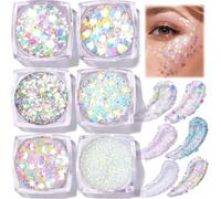 Lilbitty 6 unidades de gel transparente con purpurina para cara y cuerpo, set de purpurina para niños y adultos, lentejuelas brillantes para maquillaje, cabello y manualidades, plata y oro