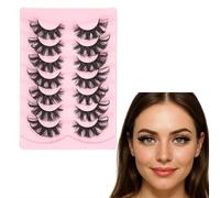 Lilbitty 7 Pairs Fluffy Strip Lashes 12-20mm 80D Volume False Eyelashes Wispy Soft Curly Eye Lashes Waterproof Faux Mink Lashes