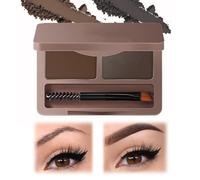 Lilbitty Paleta de polvo de cejas de 3 colores, resistente al agua y al sudor, fácil de usar con espejo integrado y mini cepillo, vegano y respetuoso con la piel