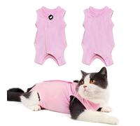 Lilbitty Traje de recuperación para gatos para heridas abdominales o enfermedades de la piel, traje de recuperación transpirable para gatos, traje quirúrgico, no lamer heridas, S, rosa