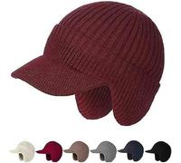 Lilcher Cozy Head Beanie with Ear Flaps & Brim Fleece Lined Outdoor Warm Windproof Hat for Women Men