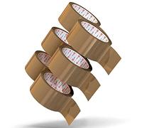 LILENO HOME Cinta adhesiva marrón de 50 mm x 66 m [6 rollos] silenciosamente desenrollable - Cinta de embalaje marrón - Cinta de embalaje ancha como paquete de cinta adhesiva marrón