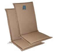 LILENO HOME Cojín para silla de jardín [juego de 2 unidades - respaldo alto] en color topo - Tumbona cómoda como cojín para muebles de jardín - Cojín para sillas de jardín y sillas plegables MIA