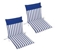 LILENO HOME Juego de 2 cojines para silla de jardín de rayas azul marino - Cojines azul marino - Cómodas tumbonas como cojines para sillas de jardín - Cojines para sillas de jardín Malt