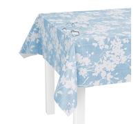 LILENO HOME Mantel lavable al metro, 240 x 140 cm (borde cortado) en diseño de hojas de zarza azul, mantel impermeable ideal como mantel o camino de mesa para muebles de carpa de cerveza
