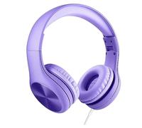 LilGadgets Connect+ Pro - Auriculares para niños con Cable, diseñados Pensando en la Comodidad de los, Plegables para Colocar sobre Las Orejas con micrófono en línea, niños pequeños, Color Morado
