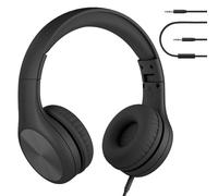 LilGadgets Connect+ Pro Kids Headphones Black Headphones - Diseñado Pensando en la Comodidad de los niños, Auriculares Plegables sobre la Oreja con micrófono en línea, Audiofones, Auriculares, Negro