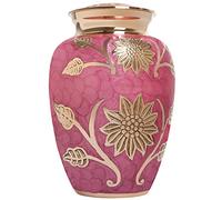 Liliane funerales cremacion urna para cenizas humanos - hecho a mano y Latón Grabado en pantalla - en casa o en nicho en Columbario - Rosedale modelo (rosa, grande)