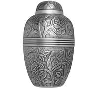 LILIANE Monumentos urna para cenizas humana, fabricado a mano y Latón Grabado en pantalla - en casa o en nicho en columbario - Modelo Argent (peltre, tamaño grande)