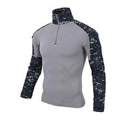 LiliChan Camisa Táctica de Manga Larga para Hombre Camisa Militar Camisa de Combate al Aire Libre Camisa de Combate Táctica con Cremallera (, EU XL(Ajuste el Pecho: 40 "-43"))