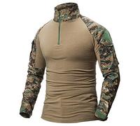 LiliChan Camisa Táctica de Manga Larga para Hombre Camisa Militar Camisa de Combate al Aire Libre Camisa de Combate Táctica con Cremallera (Camuflaje de la Selva, EU XL(Ajuste el Pecho: 40 "-43"))