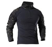 LiliChan Camisa Táctica Militar de Manga Larga para Hombre - Camisa de Combate al Aire Libre Con Cremallera (EU L, Ajuste el Pecho: 38"-41")