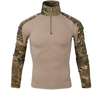LiliChan Camisa Táctica Militar de Manga Larga para Hombre - Combate al Aire Libre Con Cremallera (CP, EU XS - Ajuste el Pecho: 32"-35")
