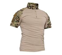 LiliChan Camisas Tácticas de Manga Corta para Hombres Camisa Militar Camisa para Exteriores Camisa de Combate Táctica con Cremallera
